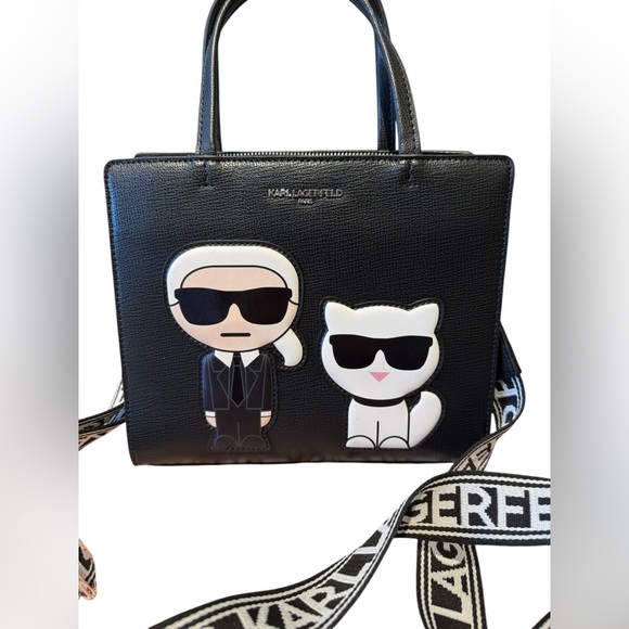 Karl Lagerfeld Black Shoulder Bag with Cartoon Figures - Picture 2 of 5